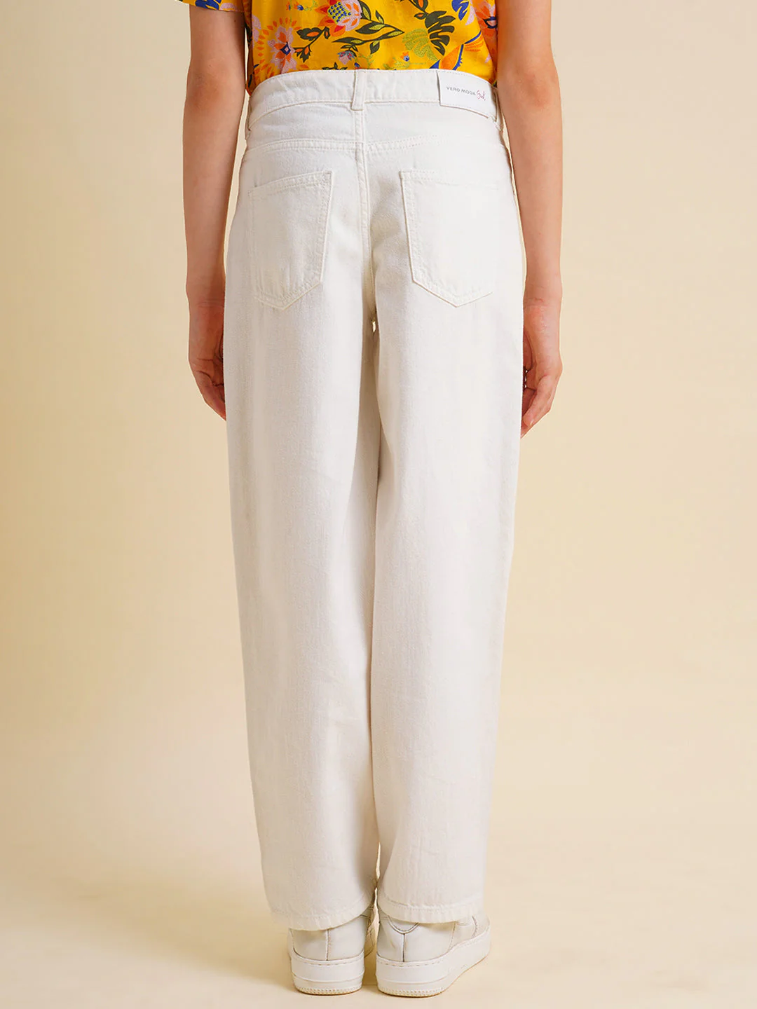 Girls White High Rise Wide Leg Jeans - Image 7