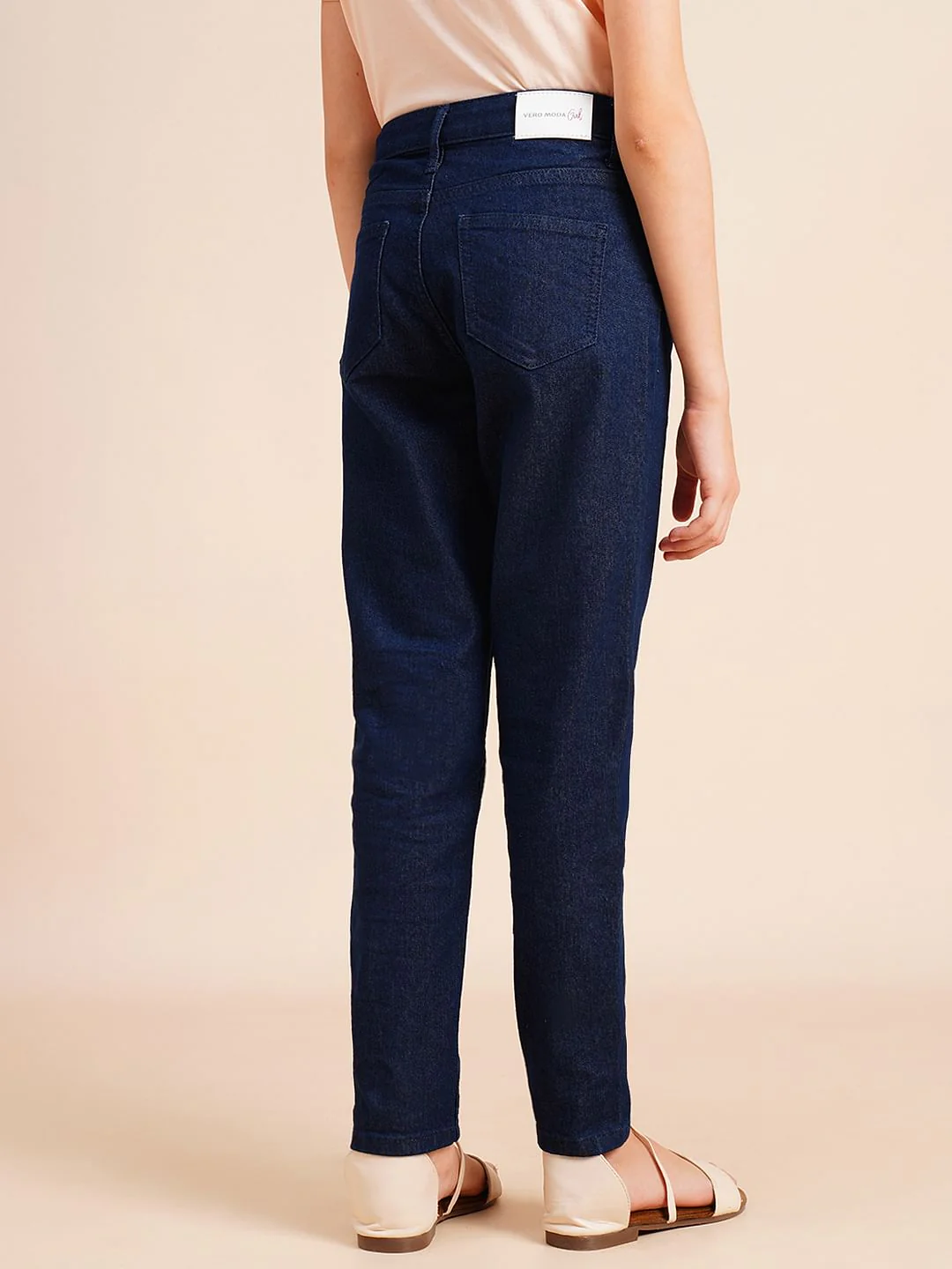 Girls Dark Blue Mid Rise Skinny Jeans - Image 3