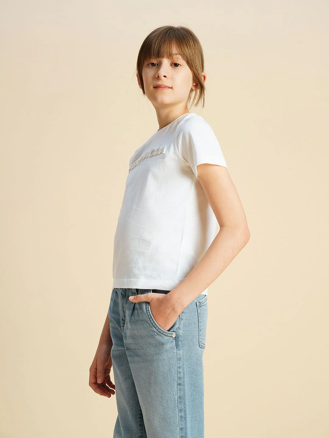 Girls Light Blue High Rise Mom Fit Jeans