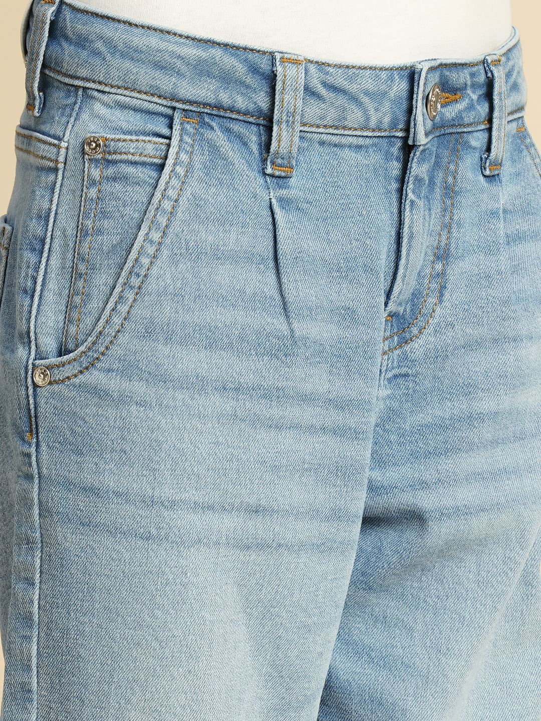 Girls Light Blue High Rise Mom Fit Jeans - Image 4