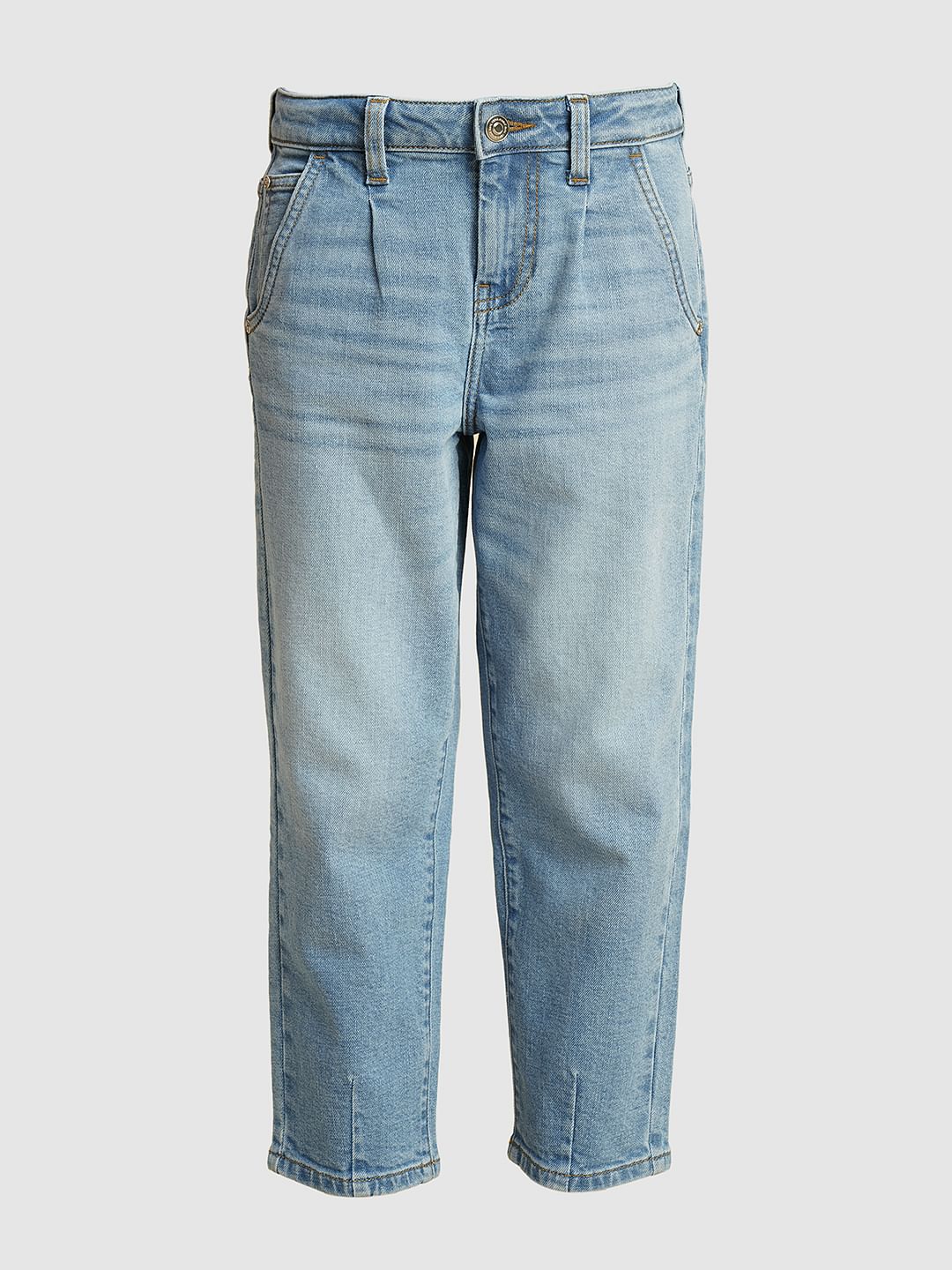 Girls Light Blue High Rise Mom Fit Jeans - Image 5