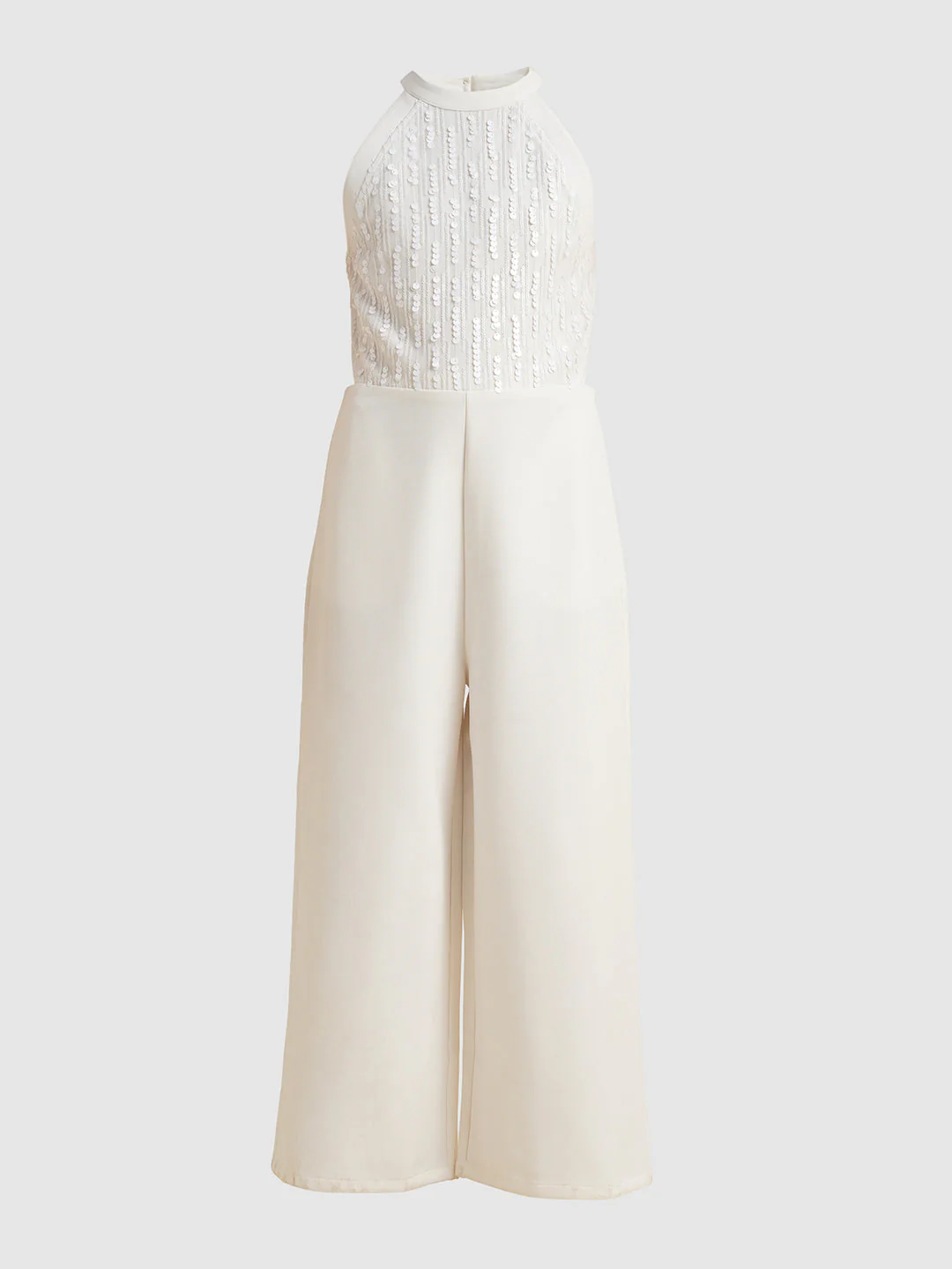 Girls White Embellished Jumpsuit - Image 6