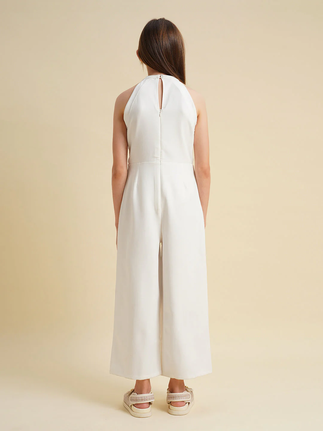 Girls White Embellished Jumpsuit - Image 9