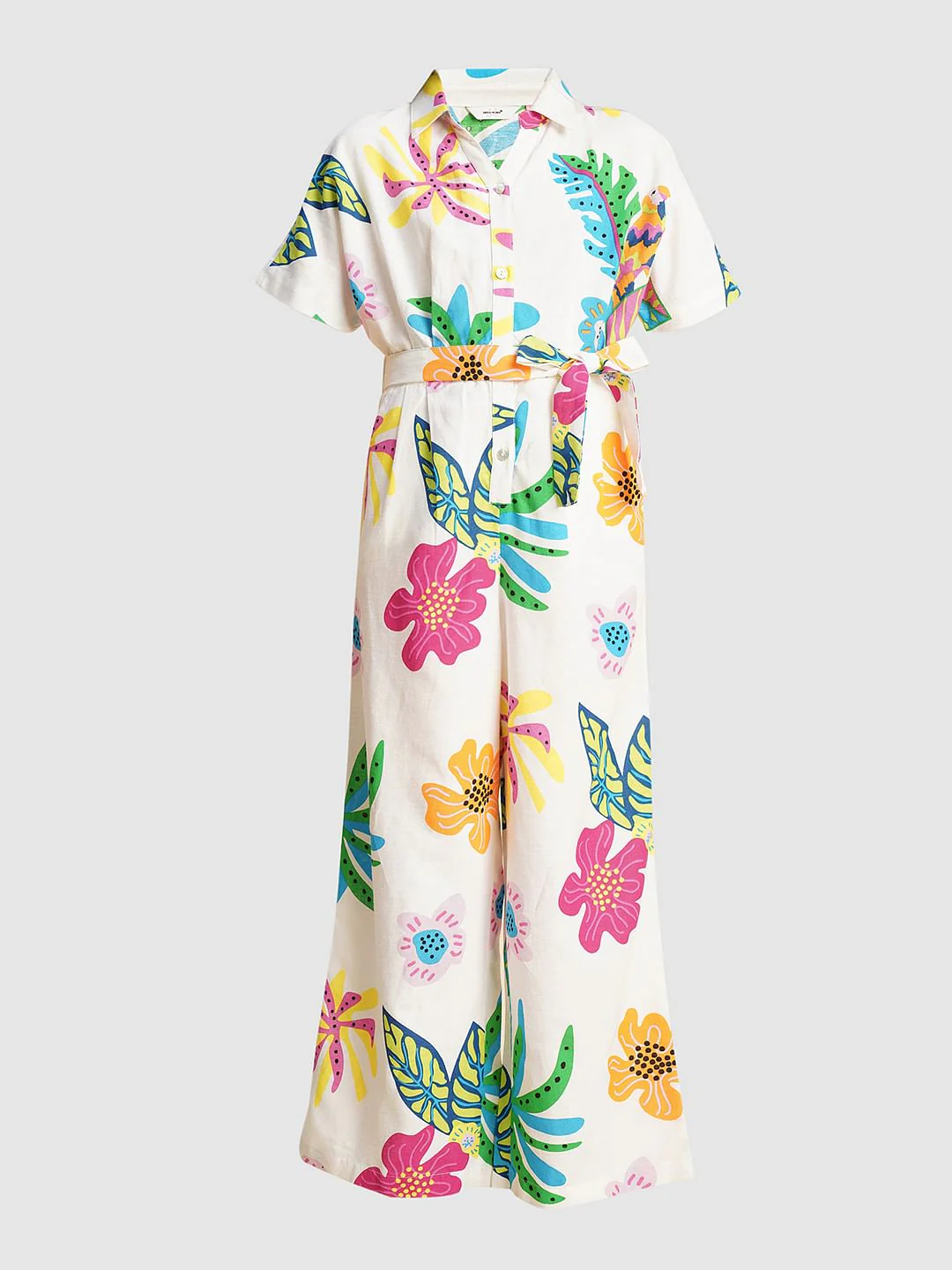 Girls White Printed Jumpsuit - Image 6