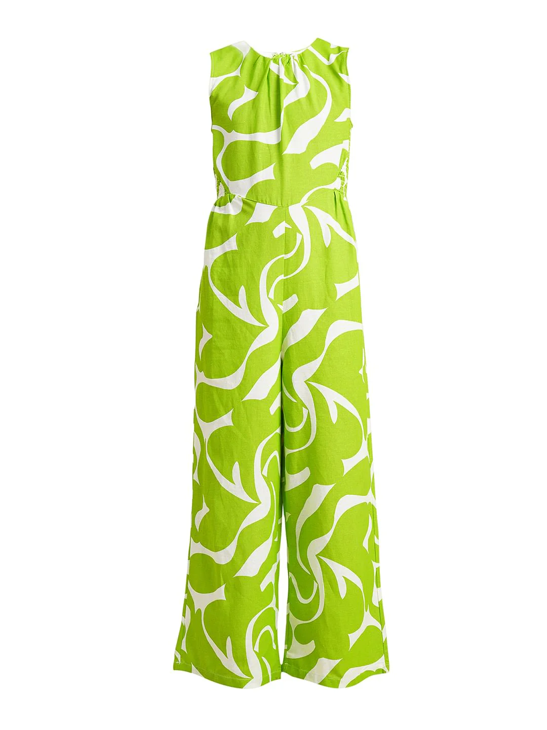 Girls Green Printed Jumpsuit - Image 6