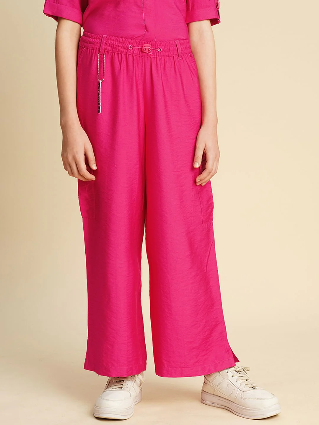 Girls Pink Utility Cargo Pants - Image 2