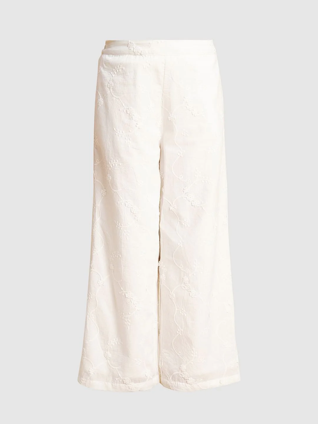 Girls White 3D Schiffli Co-Ord Set Pants - Image 5