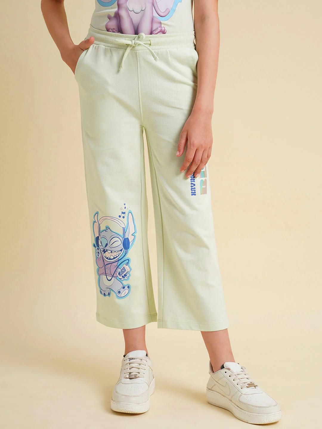 Girls Blue Stitch Graphic Print Pants - Image 2