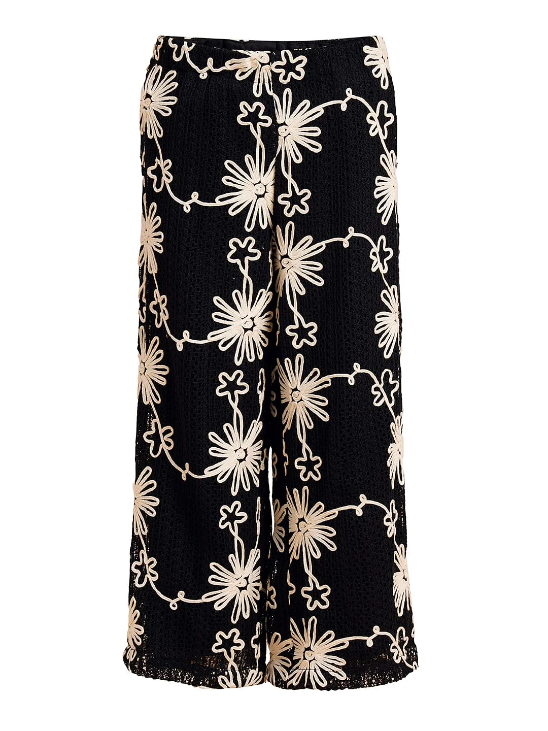 Girls Black Embroidered Co-Ord Set Pants - Image 5