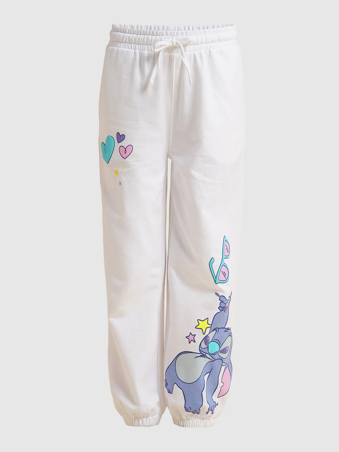 Girls White Stitch Graphic Print Joggers - Image 5