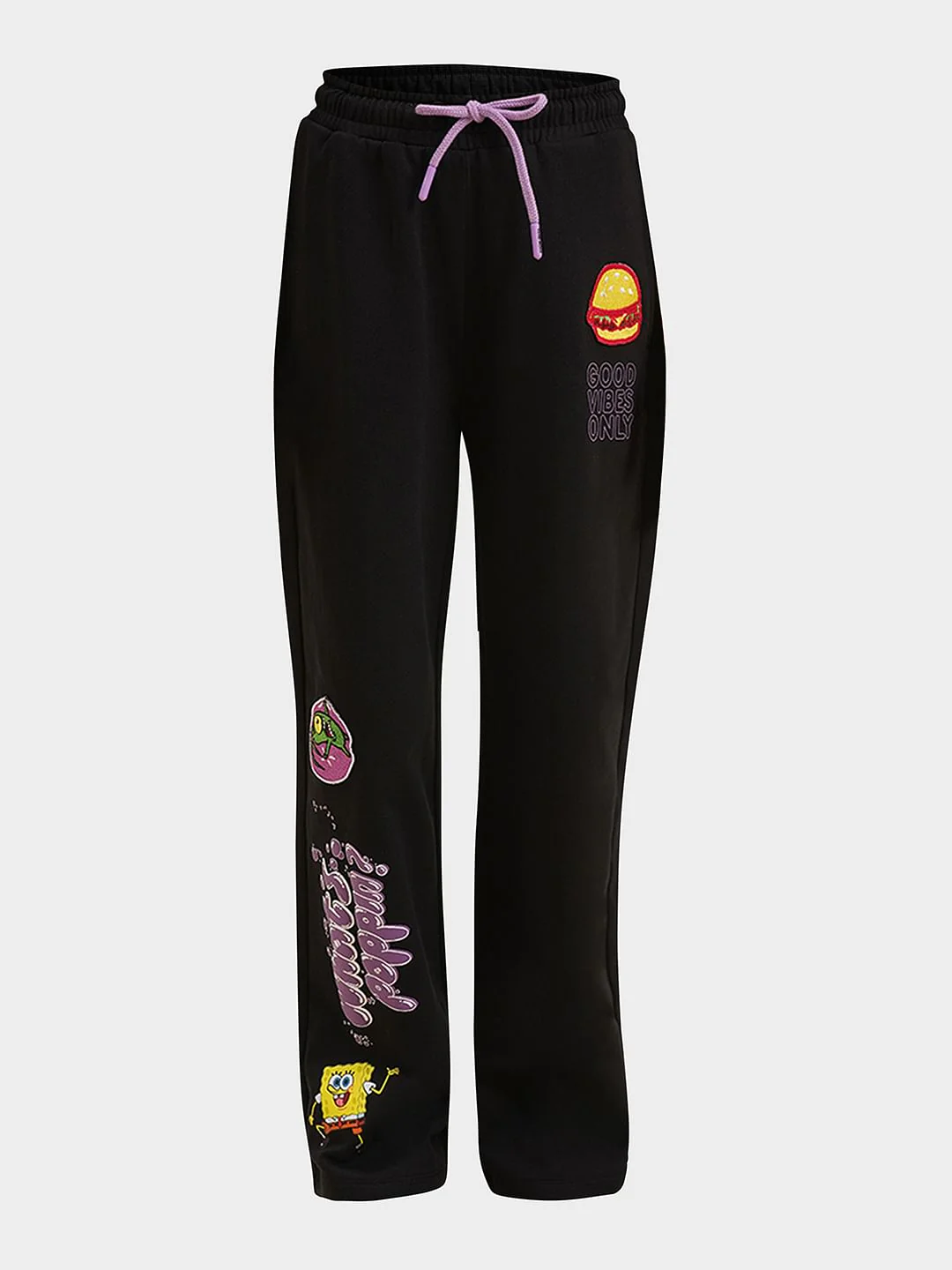Girls Black Spongebob Cotton Sweatpants - Image 5