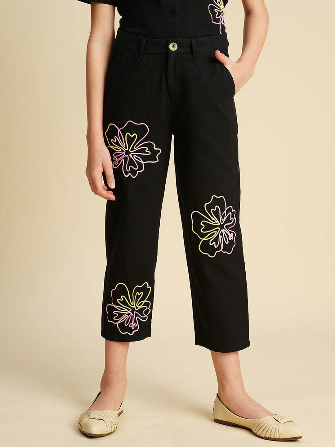 Girls Black Cording Detail Co-Ord Set Pant - Image 2