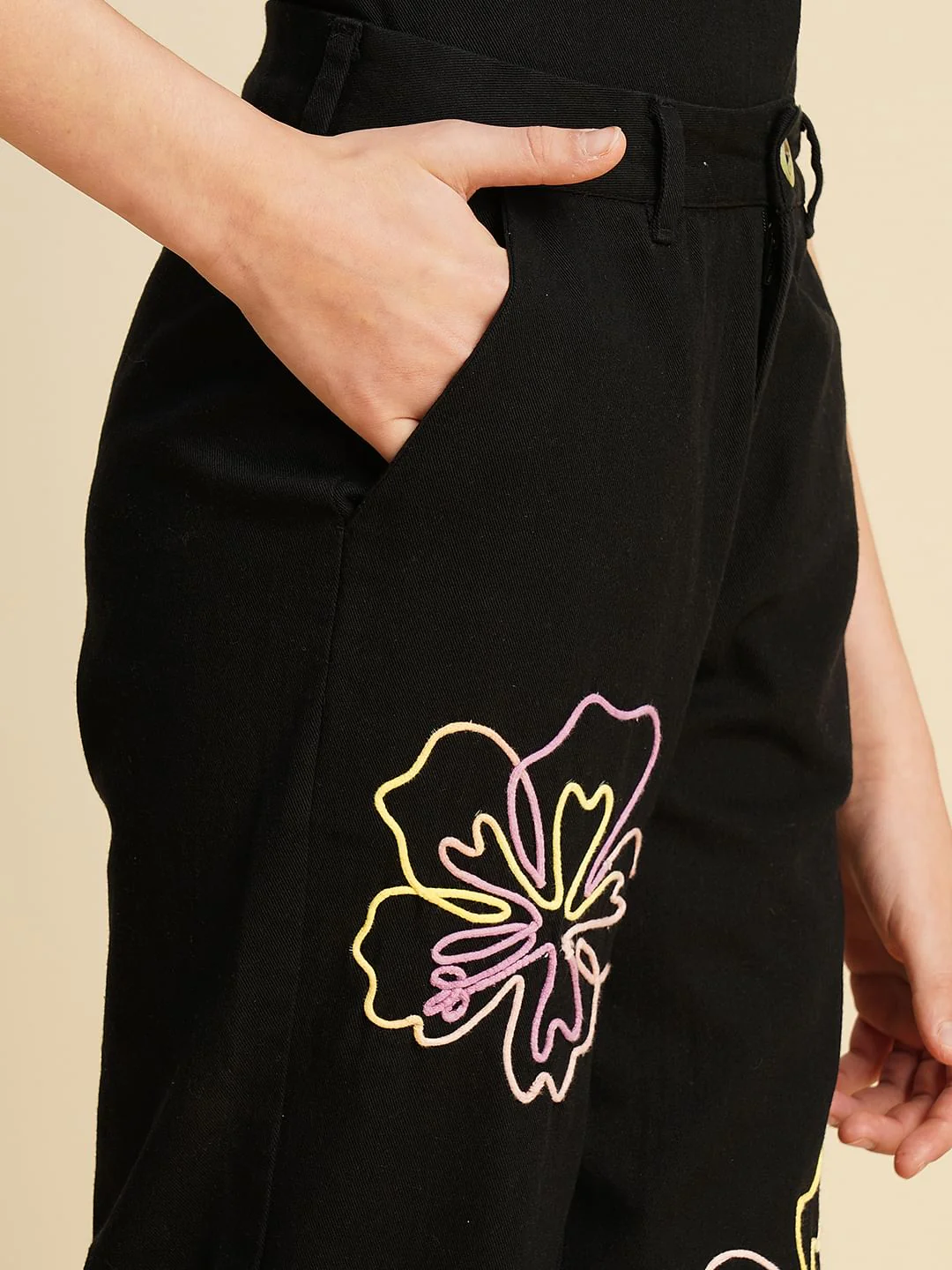 Girls Black Cording Detail Co-Ord Set Pant - Image 4