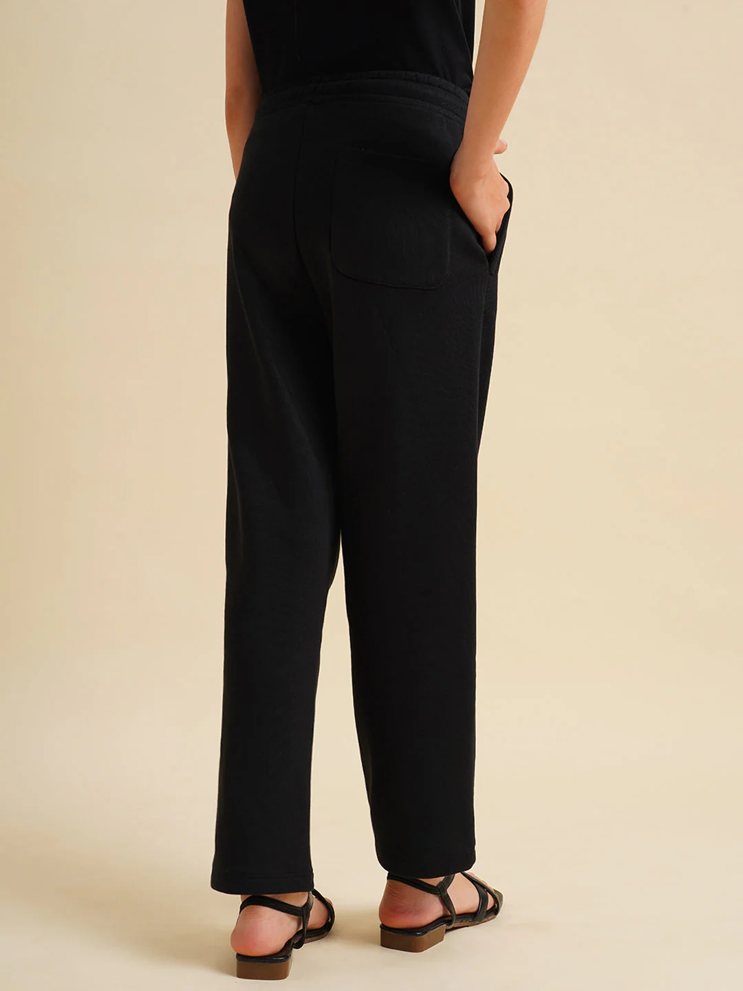 Girls Black Cotton Relaxed Fit Joggers - Image 3