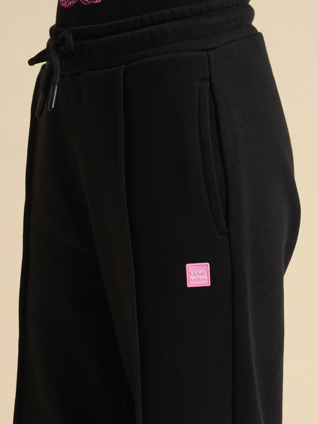 Girls Black Cotton Relaxed Fit Joggers - Image 4