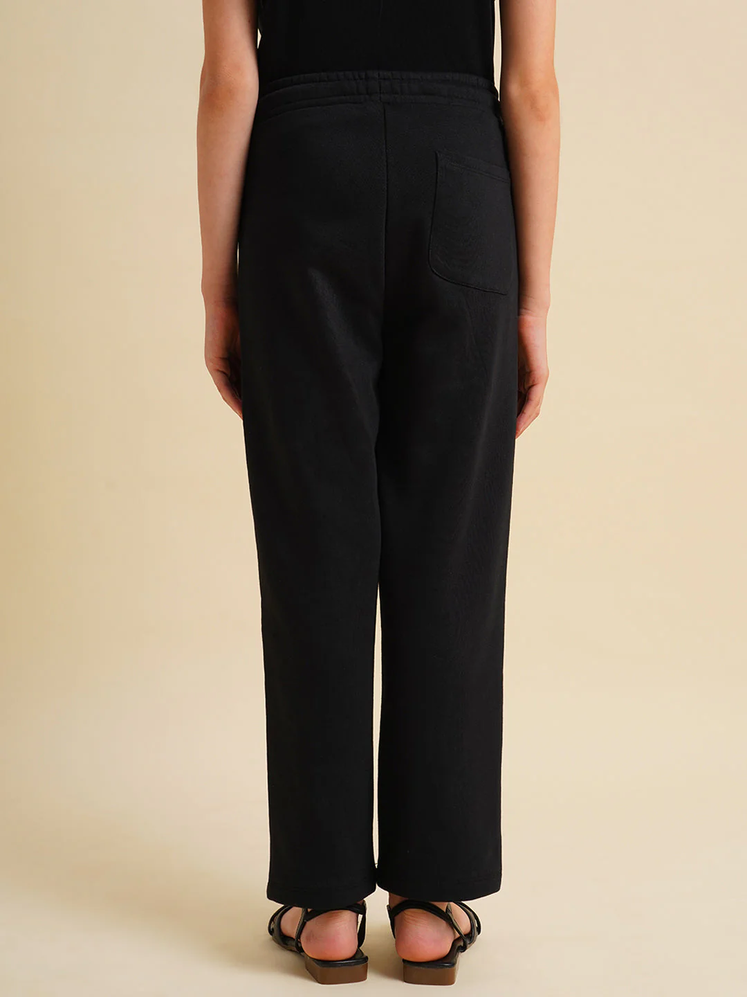 Girls Black Cotton Relaxed Fit Joggers - Image 7