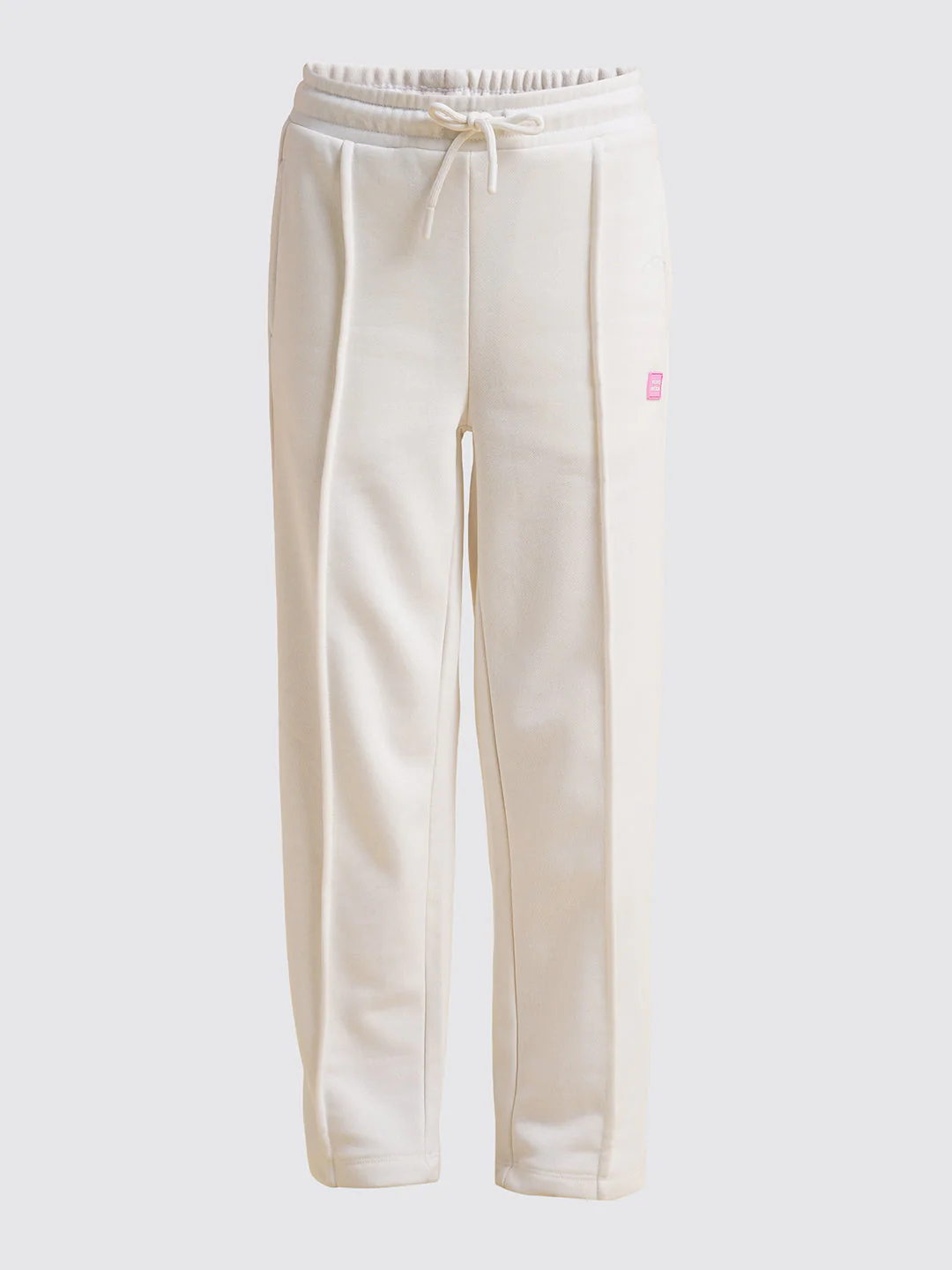 Girls White Cotton Relaxed Fit Joggers - Image 5