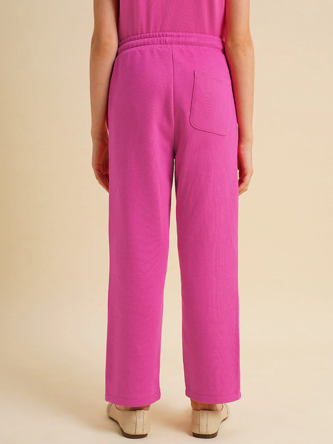 Girls Pink Cotton Relaxed Fit Joggers - Image 7