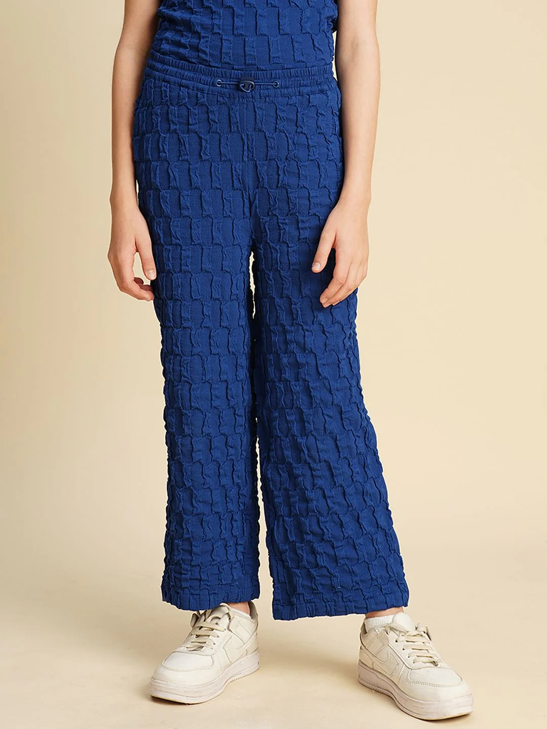 Girls Blue Textured Co-Ord Set Pants - Image 2