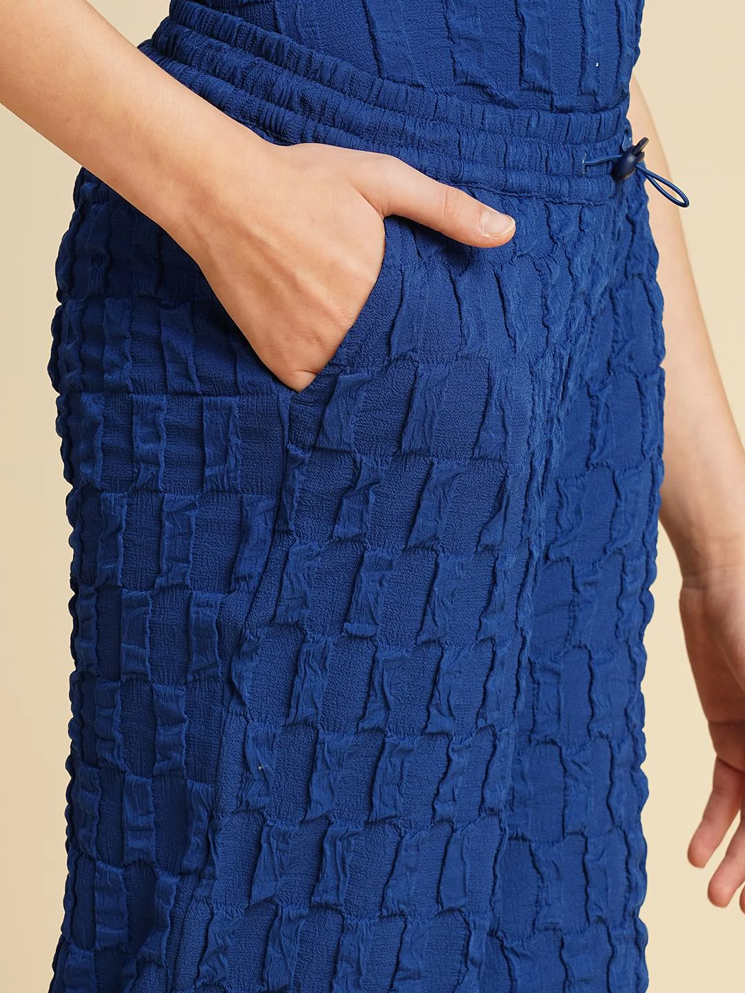 Girls Blue Textured Co-Ord Set Pants - Image 4