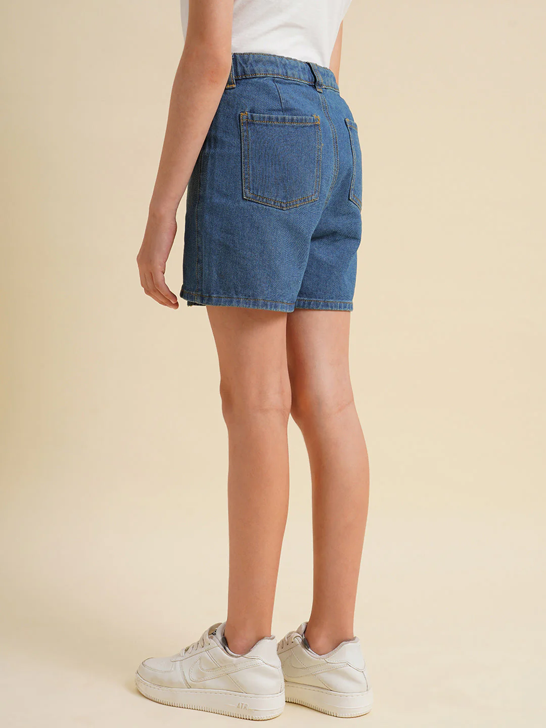 Girls Blue Cotton Denim Skort - Image 3