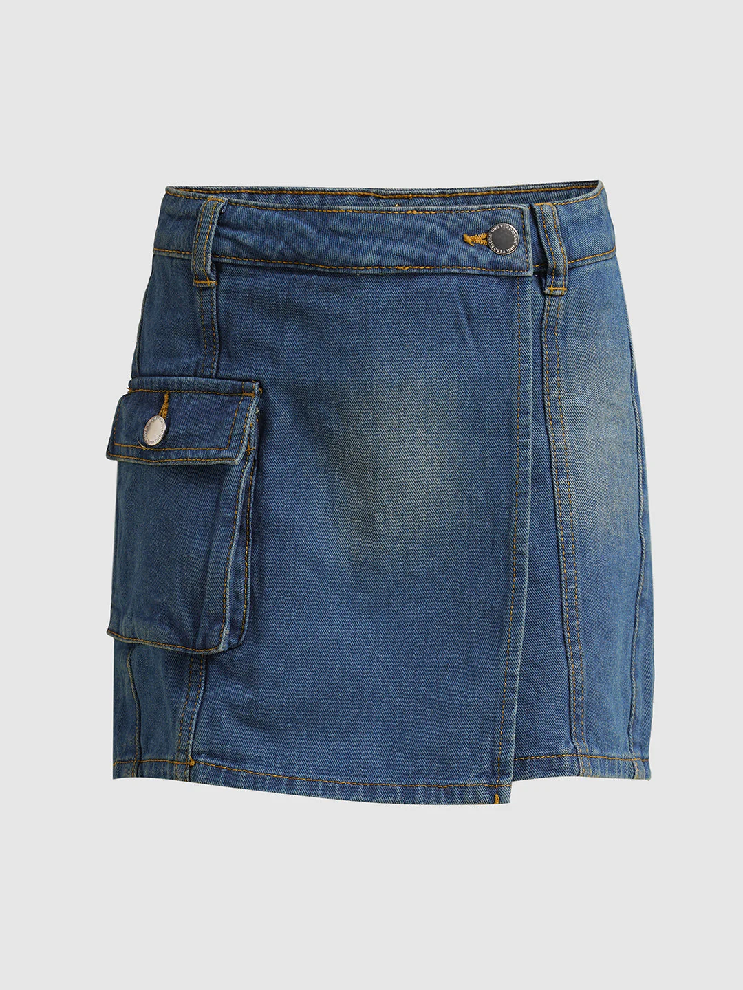 Girls Blue Cotton Denim Skort - Image 5
