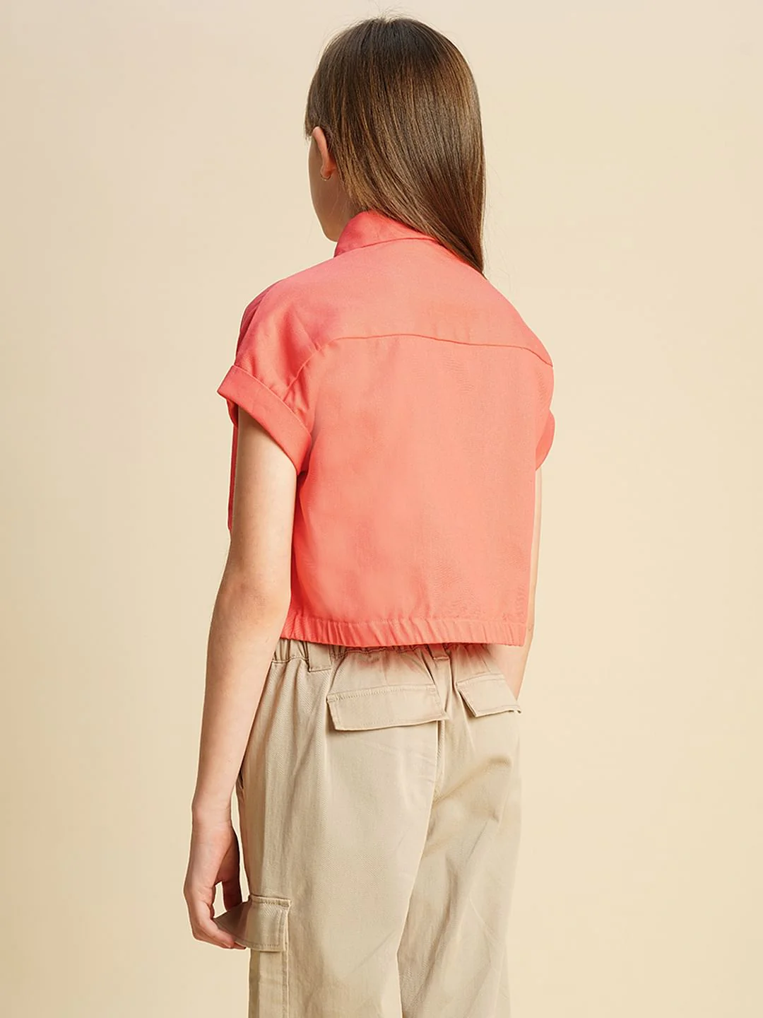 Girls Coral Drop Shoulder Shirt - Image 3