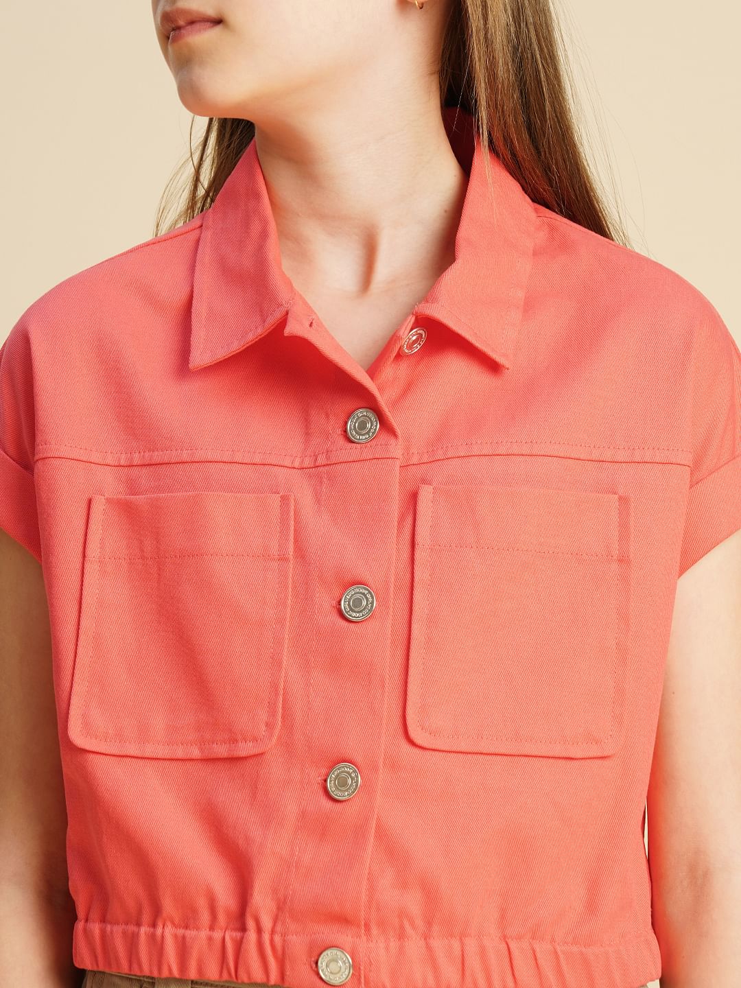 Girls Coral Drop Shoulder Shirt - Image 4