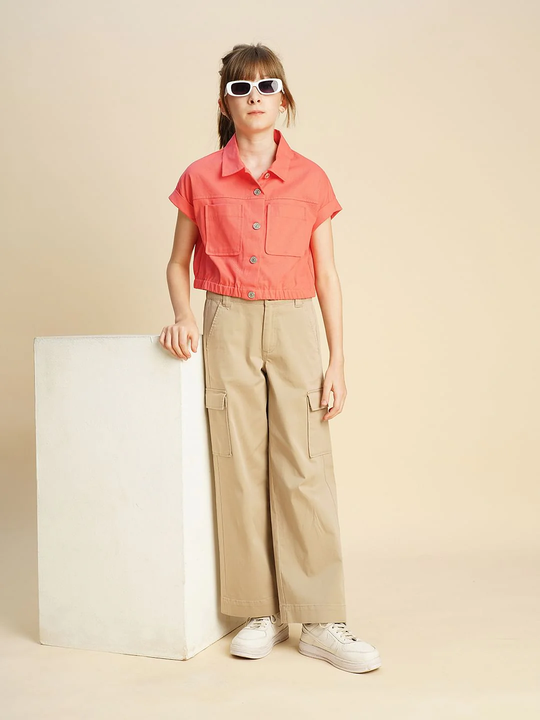 Girls Coral Drop Shoulder Shirt - Image 5