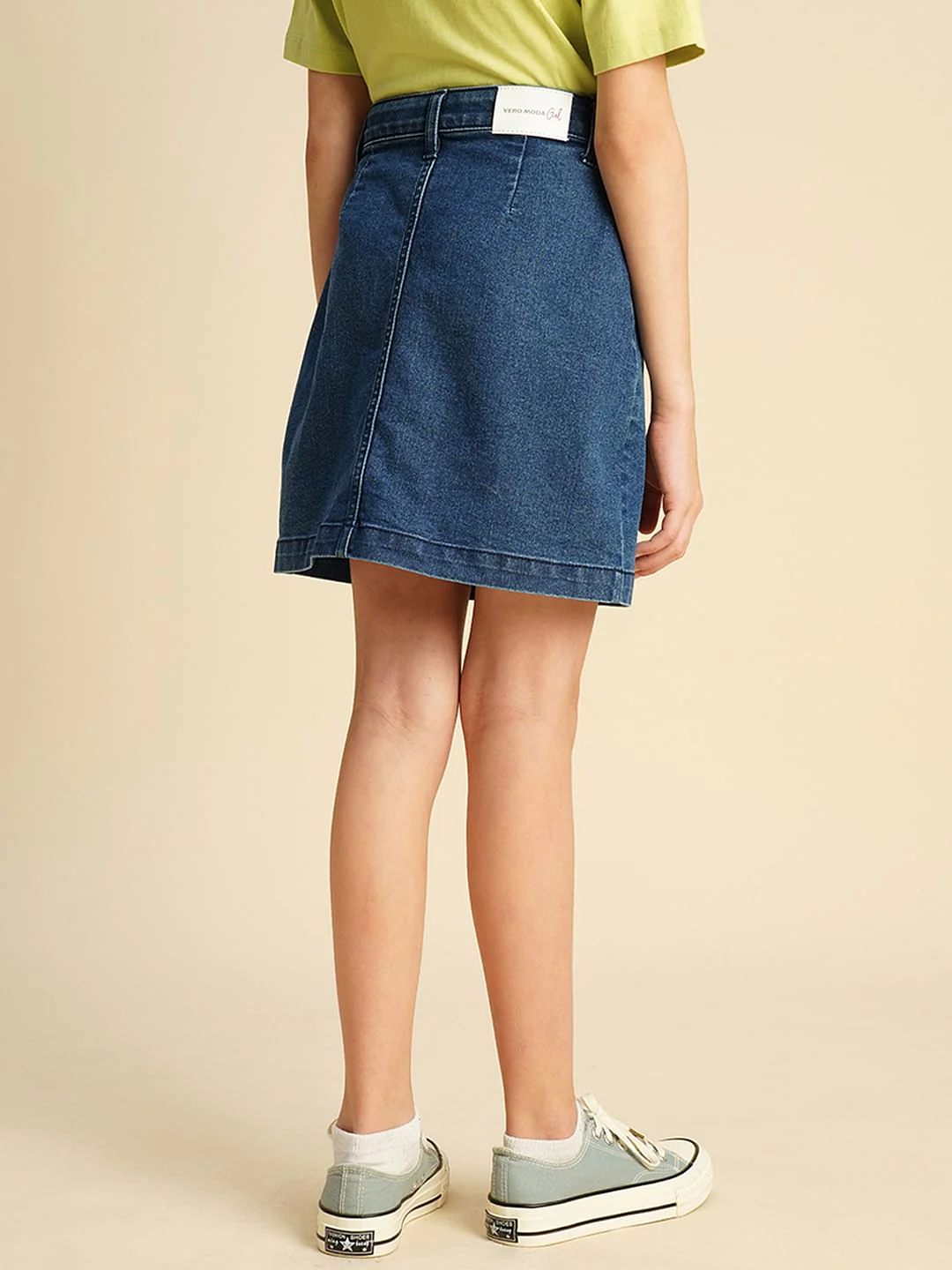 Girls Blue Embroidered Denim Skirt - Image 3