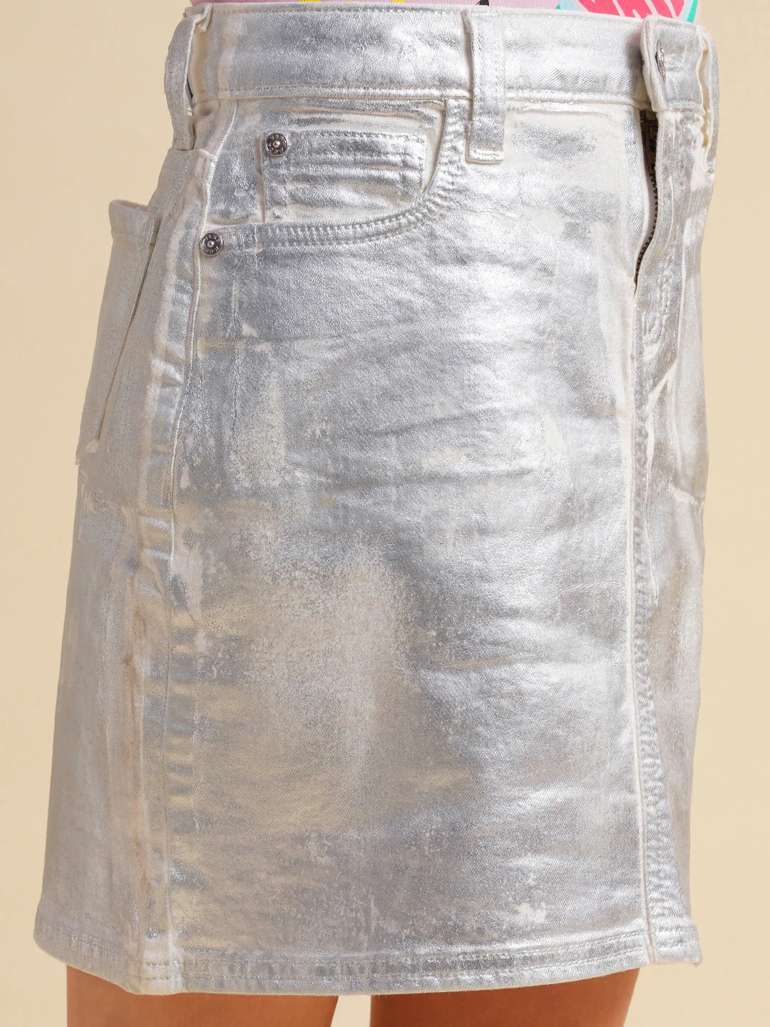 Girls Silver Shimmer Skirt - Image 4