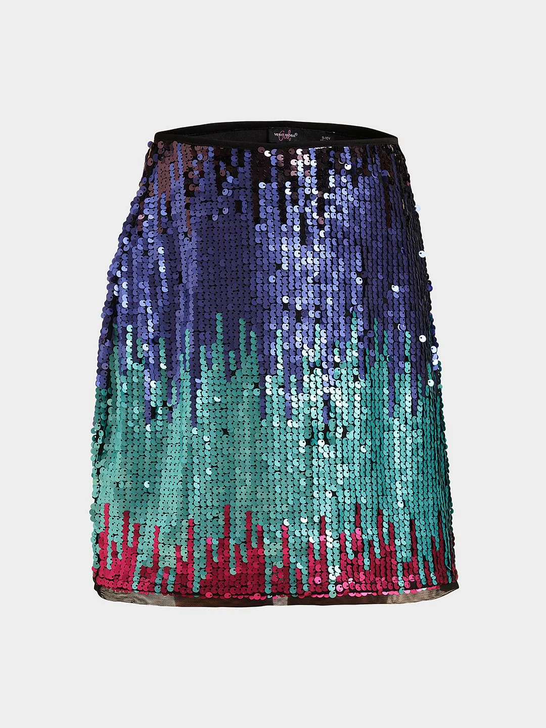 Girls Multi-Colour Sequined Embellished Skirt - Image 5