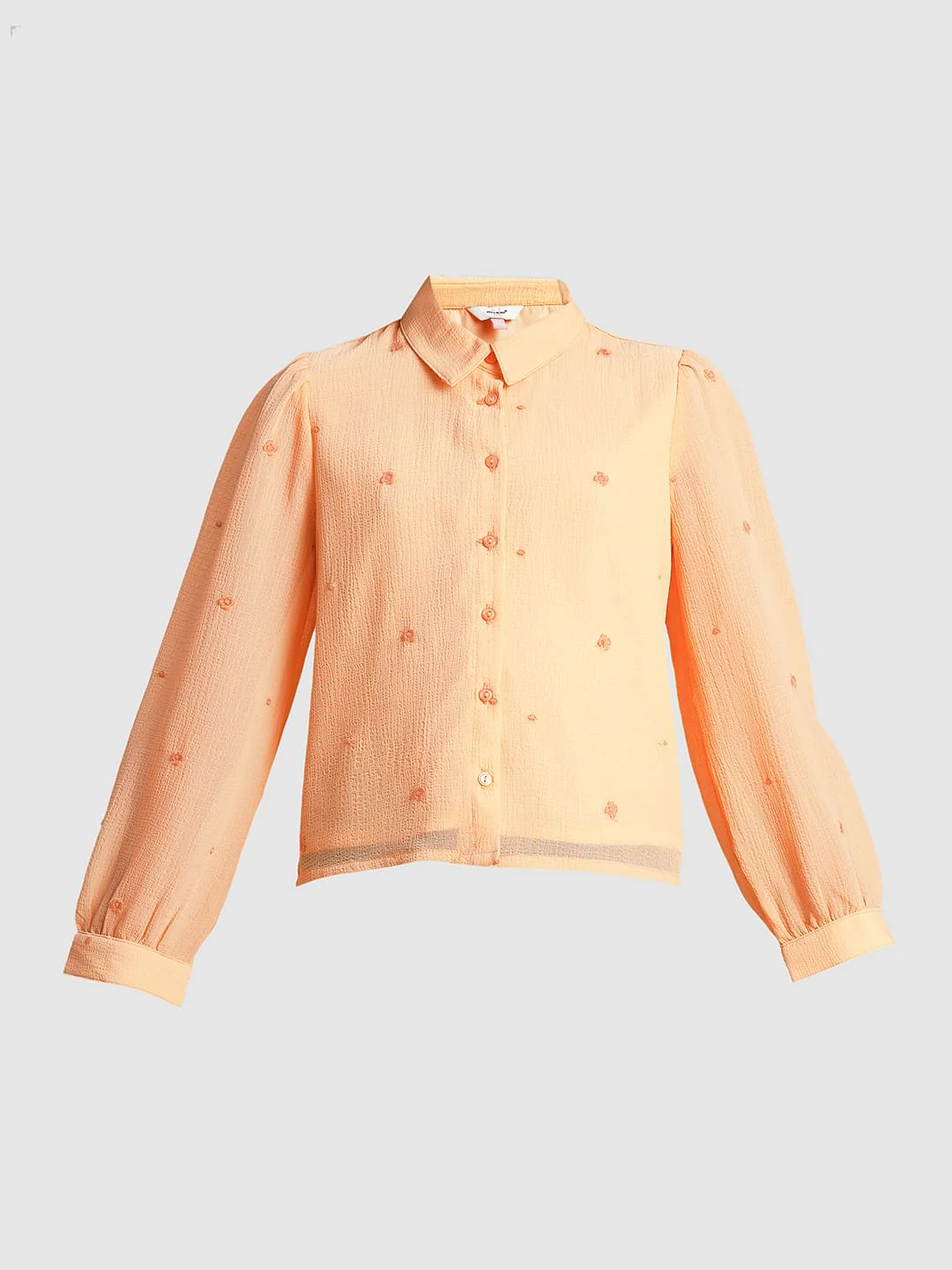 Girls Peach Embroidered Shirt - Image 6