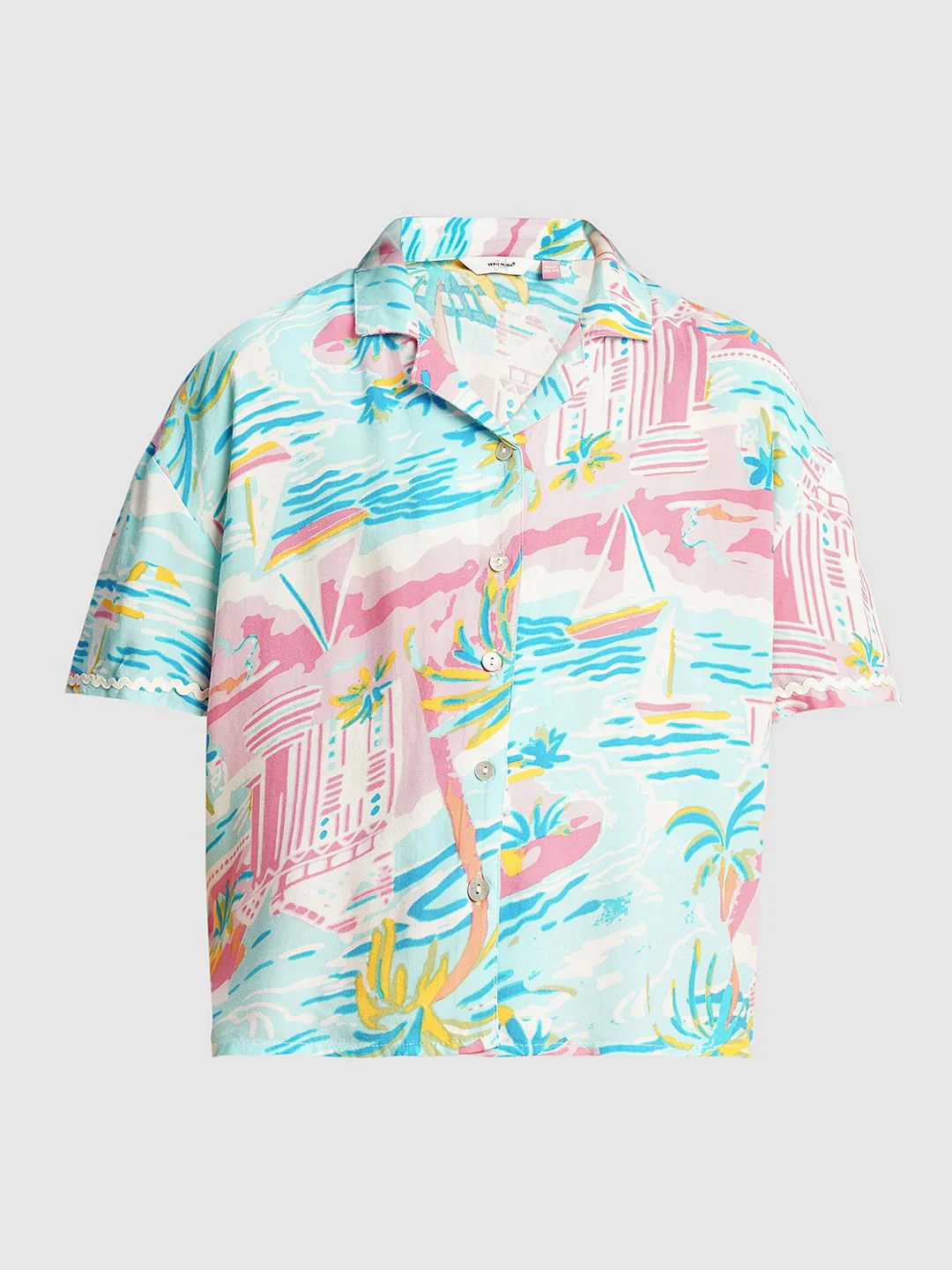 Girls Blue Printed Viscose Shirt - Image 6