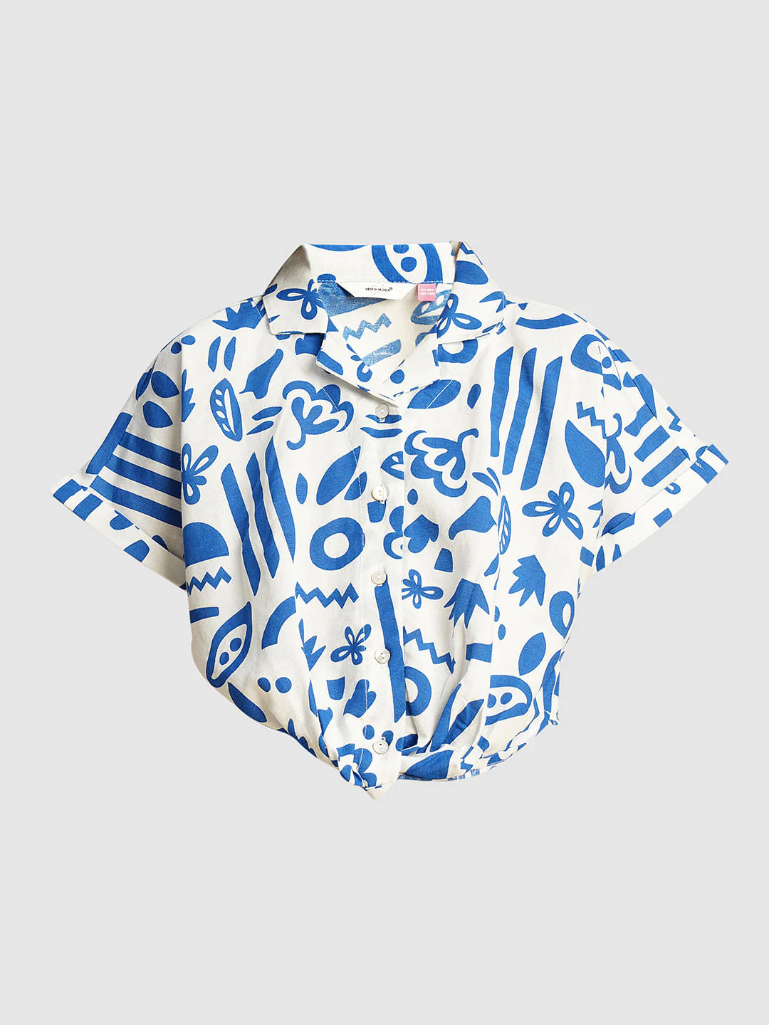 Girls Blue Printed Twisted Knot Shirt - Image 6