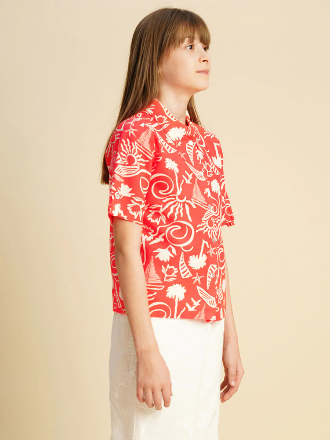 Girls Red Printed Shirt - Image 2