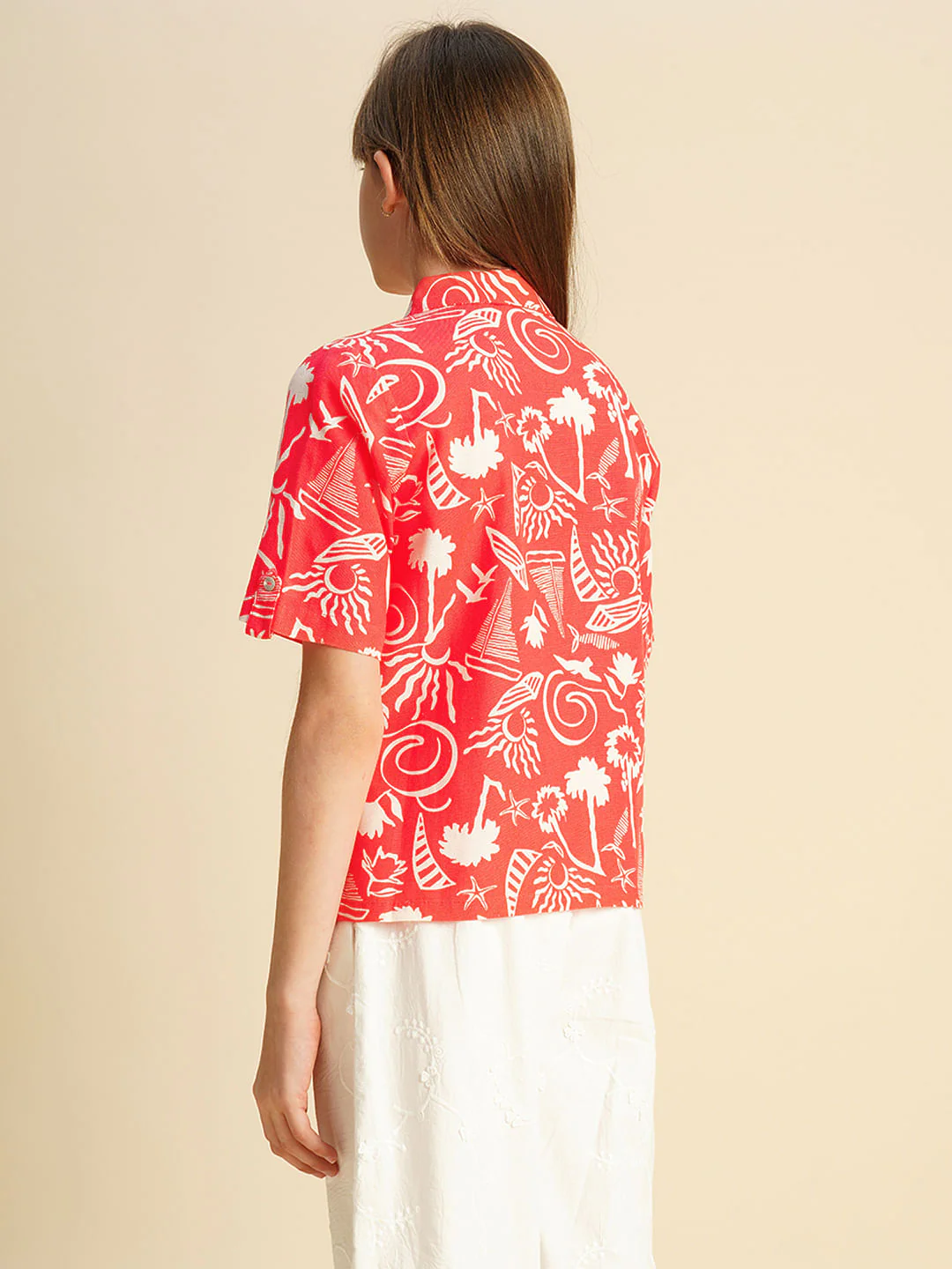Girls Red Printed Shirt - Image 3