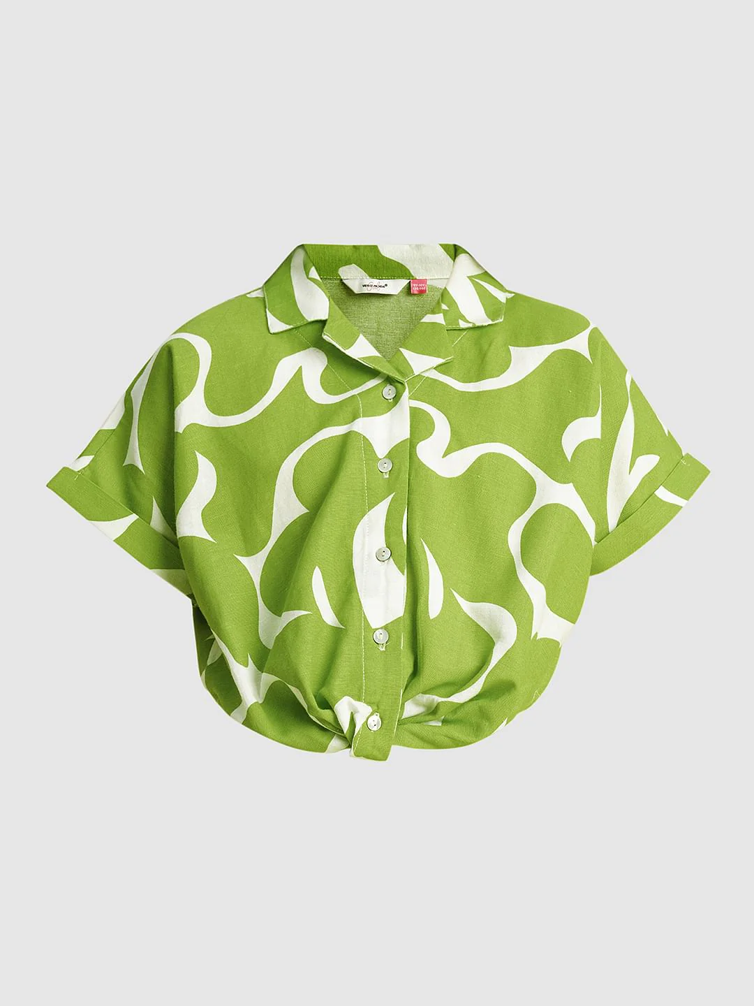 Girls Green Printed Twisted Knot Shirt - Image 6