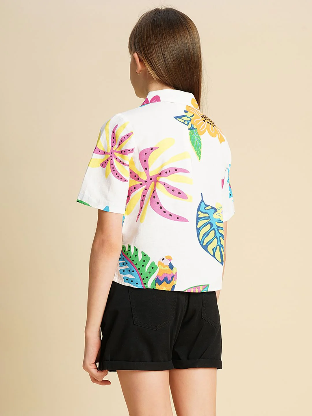 Girls White Printed Shirt - Image 3