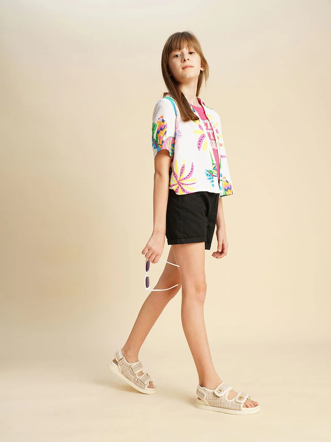 Girls White Printed Shirt - Image 5