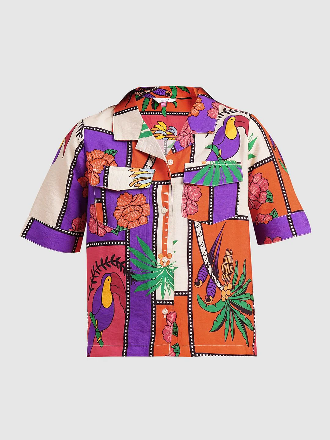 Girls Purple Printed Co-Ord Set Shirt - Image 6