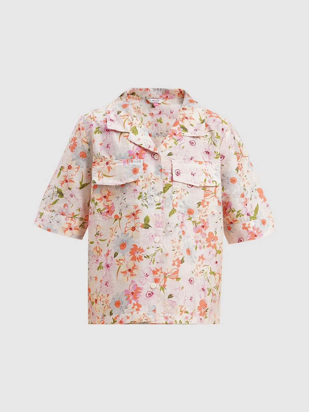 Girls White Floral Co-Ord Set Shirt - Image 6