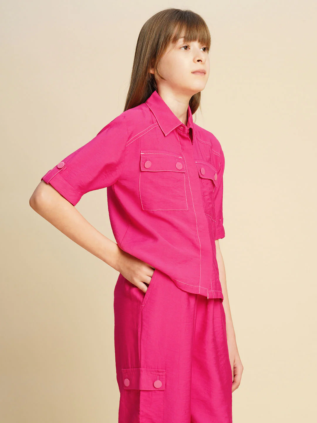 Girl Utility Co-Ord Set Shirt - Image 2