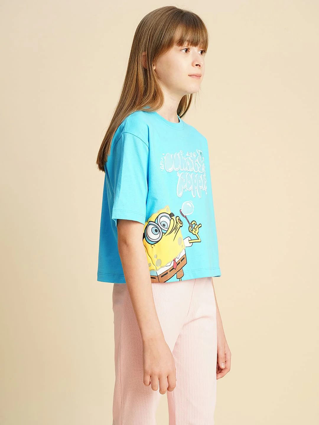 Girls Blue Spongebob Print T-Shirt - Image 2