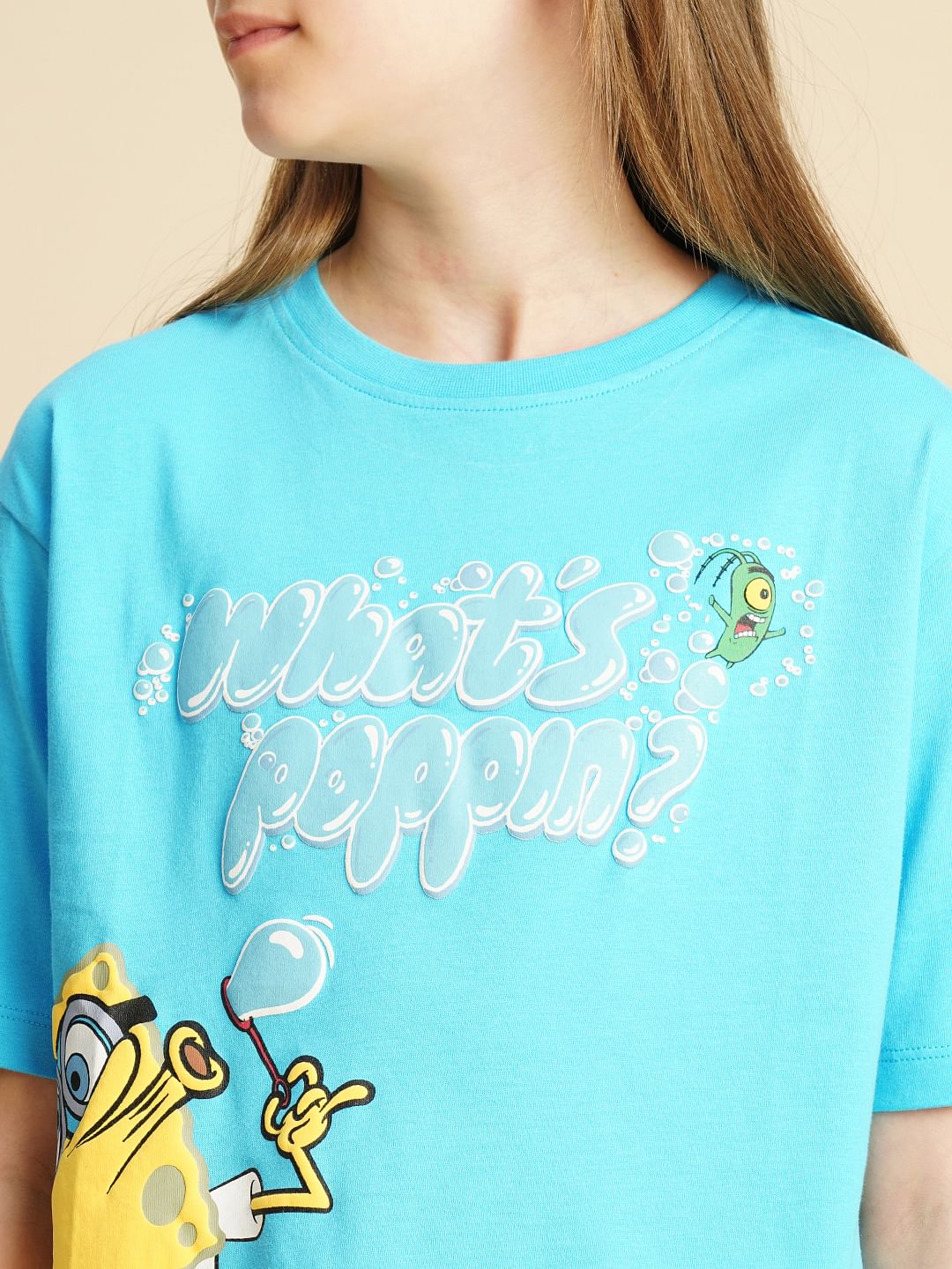 Girls Blue Spongebob Print T-Shirt - Image 4