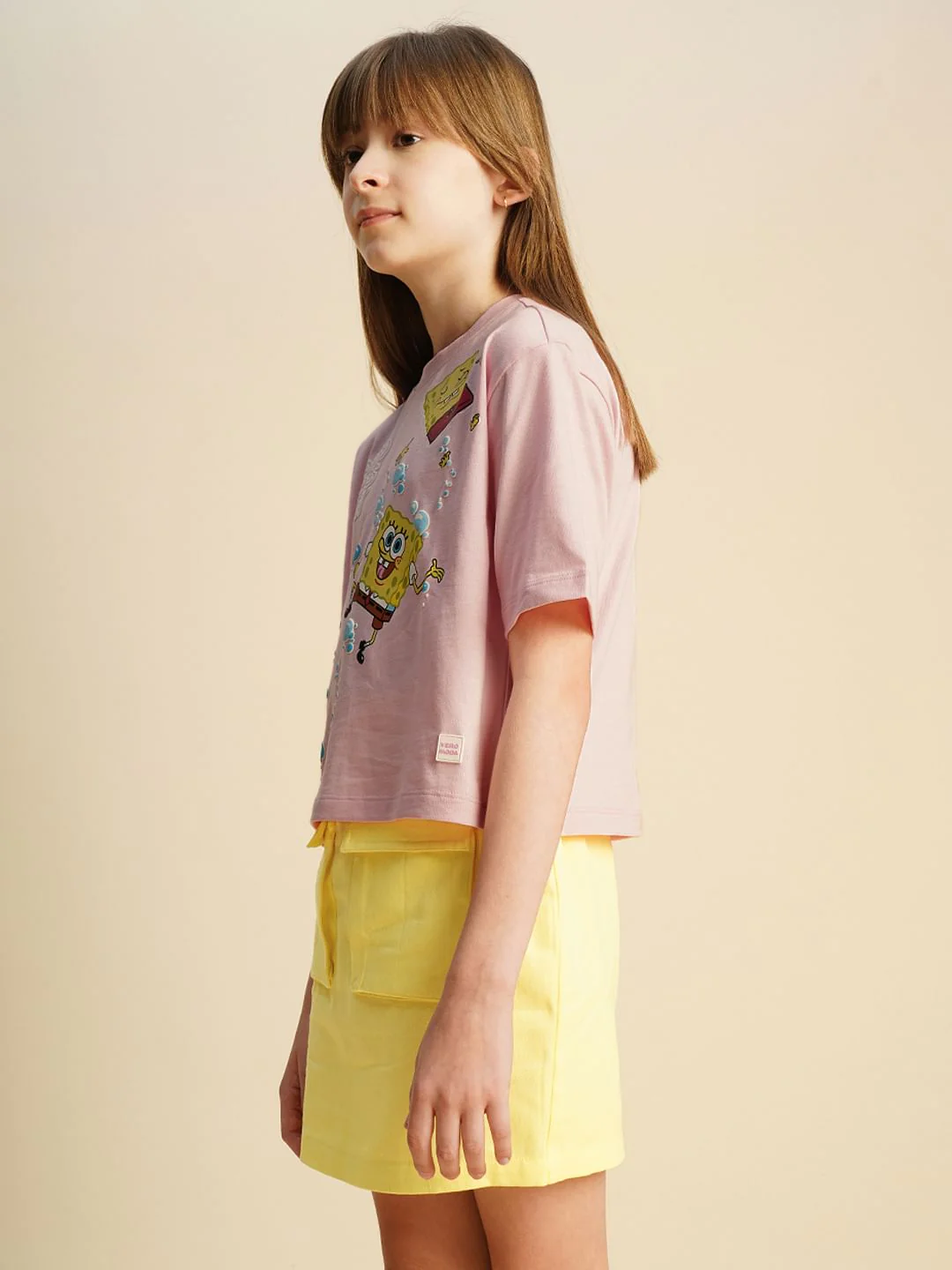 Girls Pink Spongebob Print T-Shirt - Image 2