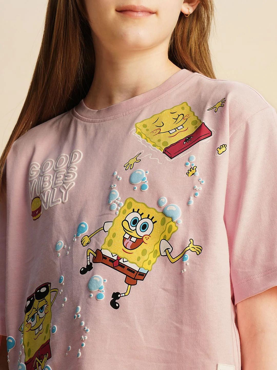 Girls Pink Spongebob Print T-Shirt - Image 4
