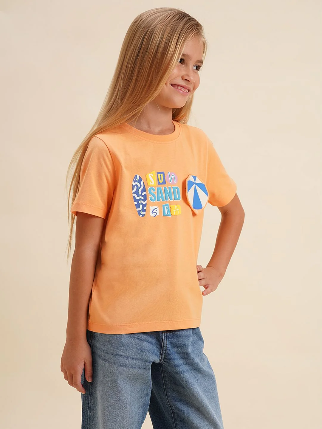 Girls Coral Printed Cotton T-Shirt - Image 2