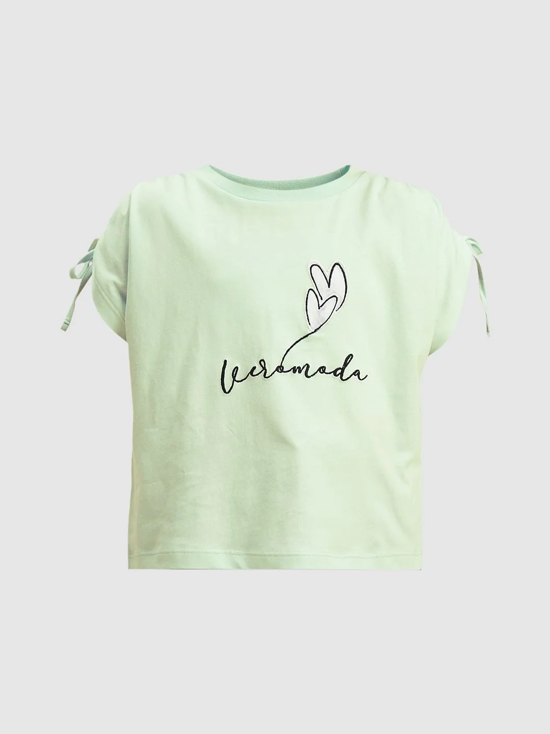 Girls Green Printed Cotton Oversized T-Shirt - Image 6