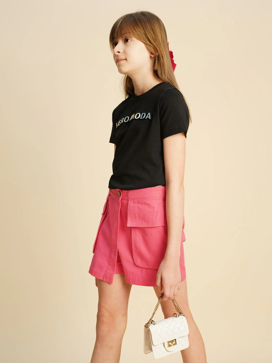 Girls Black Logo Print T-Shirt